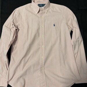 Ralph Lauren Men's Custom Fit Shirt - Orange Checkered - Medium (M) Custom Fit